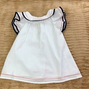 Janie and Jack ruffle sleeve a-line dress in white contrast trim